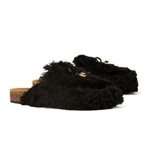 Tory Burch Black Shearling Mule NWT